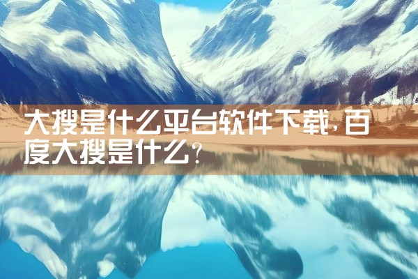 大搜是什么平台软件下载